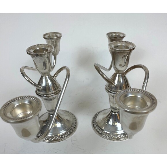 2 VTG Weighted Sterling Silver 2-Arm Candelabra Duchin Creation Candle Holders - Picture 4 of 16
